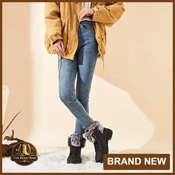 Women's Winter Snow Boots Fur Lined Waterproof Ankle Booties - Picture 3 of 8